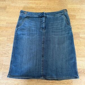 Lands' End Premium Denim Blue Pencil Skirt Knee-Length Casual size 8 pockets